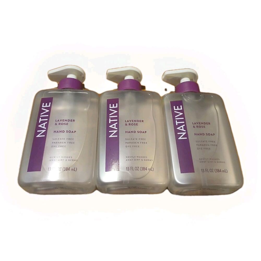 3-Pack Native Lavender & Rose Liquid Hand Soap 13 oz - NEW